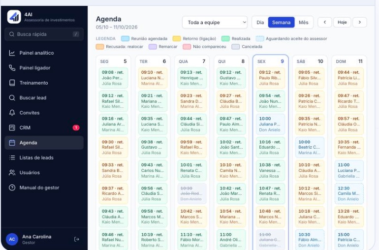 Agenda do 4AI por dia, semana e mês